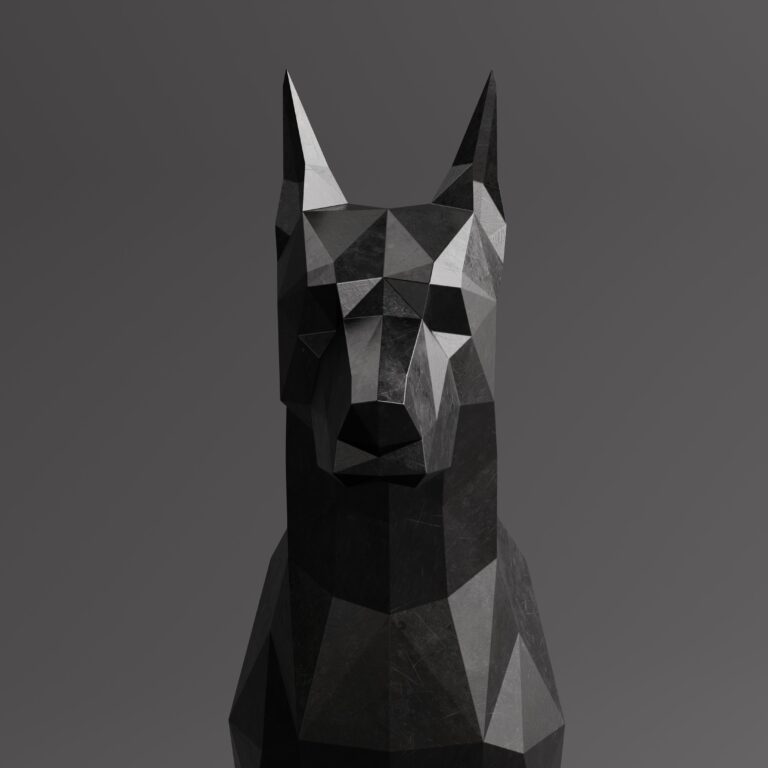 Sculpture Maroc Statue Doberman Polygone