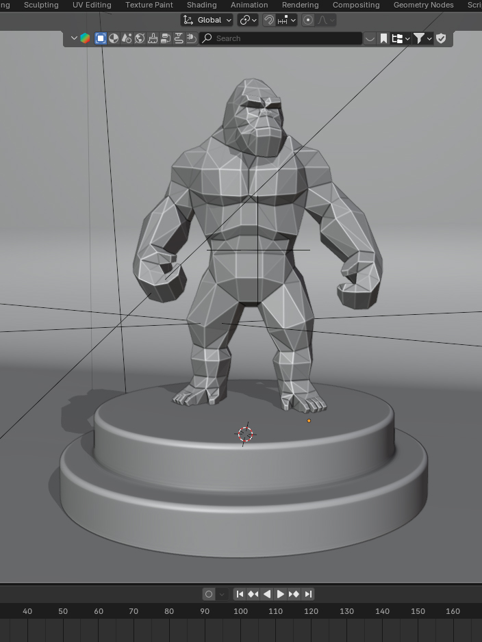 Fabrication sculpture 3D d’un gorille polygonal sur mesure