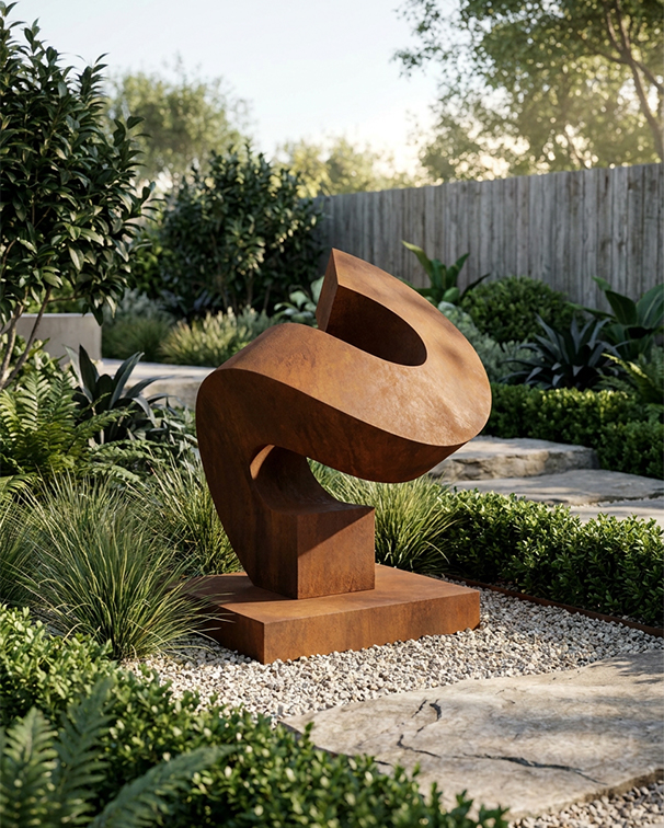 Devis sculpture sur mesure pour sculpture extérieure en acier Corten