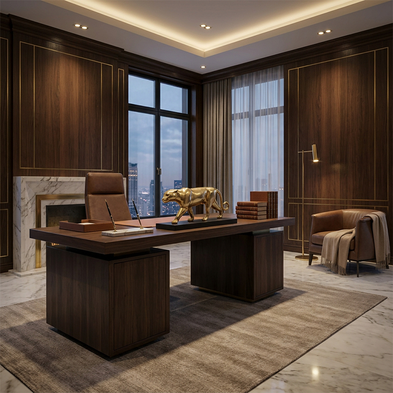 Sculpture Maroc de panthère en laiton pour bureau de luxe